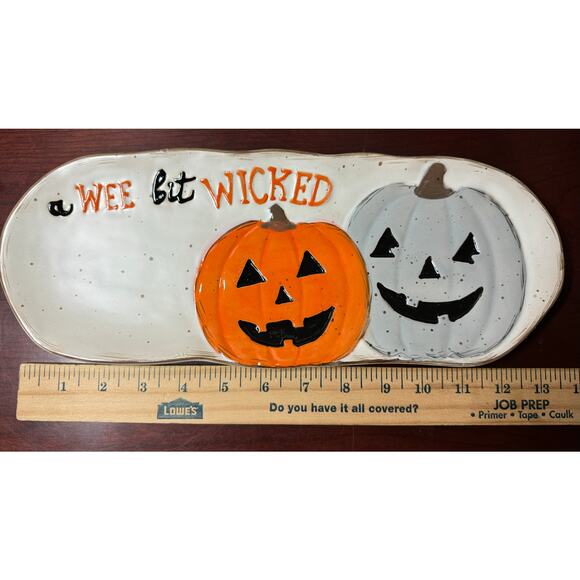 NIB Mud Pie Halloween Dip and Tray Set "A Wee Bit Wicked Pumpkins & Ghost - Picture 3 of 10